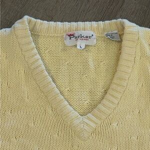 Vintage Parker of Vienna Mens Spring Sweater M L 100% Cotton Yellow Excellent